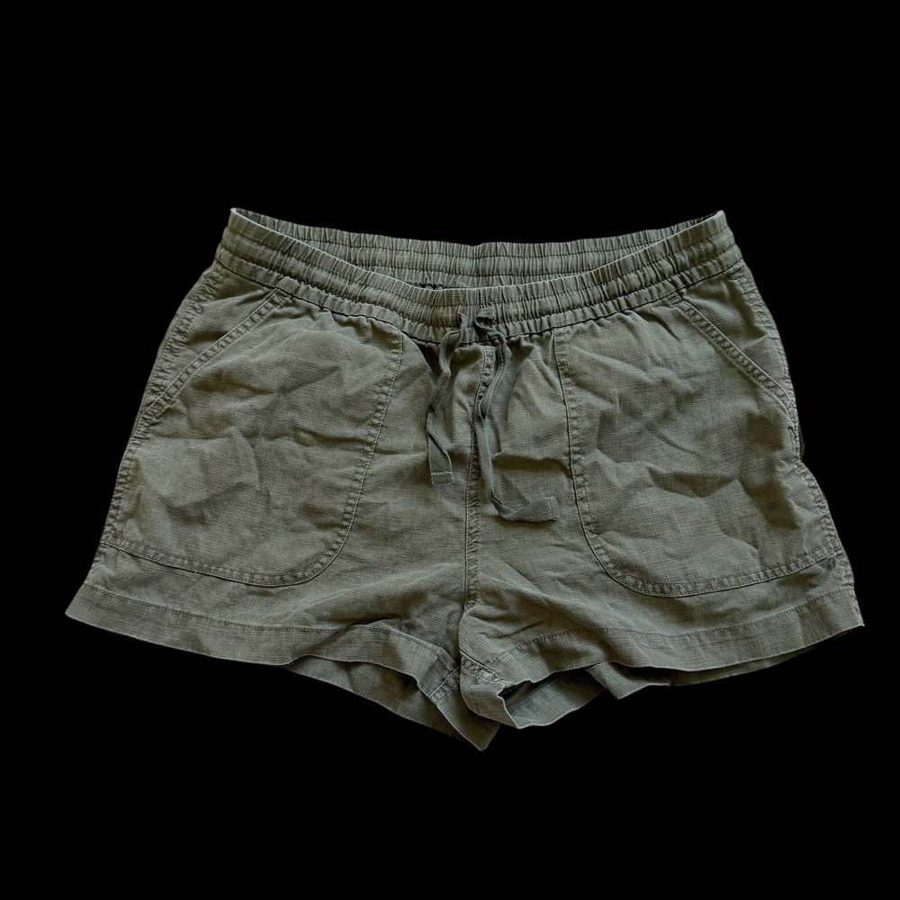 J.Crew Re-Imagined Olive Green Linen Blend Pull-On Shorts J2325 Womens Medium
